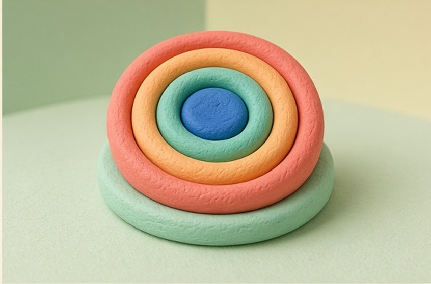 A tactile Form Dial made from concentric clay rings